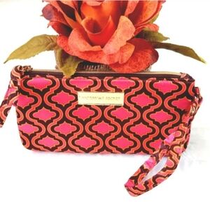 Victoria's Secret Wristlet | EUC | Pink, Brown & Yellow | Goldtone Hardward